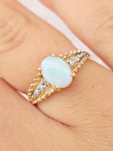 Load image into Gallery viewer, Opal Ring with Diamonds on the Band - 14K Yellow Gold - Estate