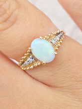 Load image into Gallery viewer, Opal Ring with Diamonds on the Band - 14K Yellow Gold - Estate