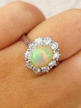Load image into Gallery viewer, 1.5 Carat Opal and Diamond Ring - 14K White Gold