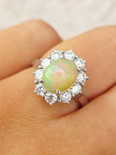 Load image into Gallery viewer, 1.5 Carat Opal and Diamond Ring - 14K White Gold