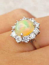 Load image into Gallery viewer, 1.5 Carat Opal and Diamond Ring - 14K White Gold