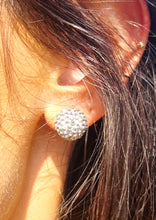 Load image into Gallery viewer, 12mm Gray Crystal Ball Stud Earrings - Sterling Silver
