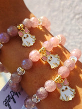 Load image into Gallery viewer, Ghost with Bow on Mystic Strawberry Quartz Beaded Bracelet - Elena Michele