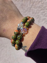 Load image into Gallery viewer, Bella Crystal AB on Unakite Jasper Beaded Stretch Bracelet - Stash