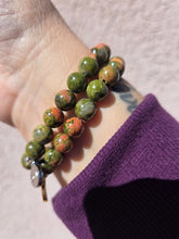 Load image into Gallery viewer, Bella Crystal AB on Unakite Jasper Beaded Stretch Bracelet - Stash
