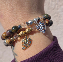 Load image into Gallery viewer, Leaf on Picasso Jasper Beaded Stretch Bracelet - Stash