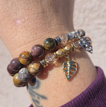 Load image into Gallery viewer, Leaf on Picasso Jasper Beaded Stretch Bracelet - Stash