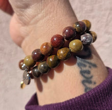 Load image into Gallery viewer, Leaf on Picasso Jasper Beaded Stretch Bracelet - Stash