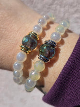 Load image into Gallery viewer, Multicolored Crystal on Mystic Light Yellow Agate Beaded Stretch Bracelet - Stash
