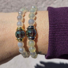 Load image into Gallery viewer, Multicolored Crystal on Mystic Light Yellow Agate Beaded Stretch Bracelet - Stash