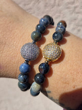 Load image into Gallery viewer, Pave CZ Circle on Sunset Dumortierite Beaded Stretch Bracelet - Stash