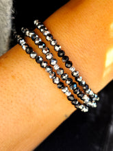 Load image into Gallery viewer, Midnight Sparkle  with Silver Accents - Crystal Stacker Bracelet