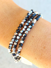 Load image into Gallery viewer, Midnight Sparkle  with Silver Accents - Crystal Stacker Bracelet