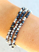 Load image into Gallery viewer, Midnight Sparkle  with Silver Accents - Crystal Stacker Bracelet