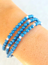 Load image into Gallery viewer, Aegean Blue with Silver Accents - Crystal Stacker Bracelet