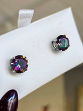 Load image into Gallery viewer, Round Mystic Topaz Studs - Sterling Silver