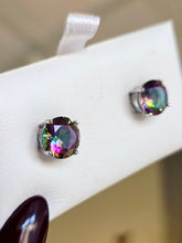 Load image into Gallery viewer, Round Mystic Topaz Studs - Sterling Silver