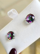 Load image into Gallery viewer, Round Mystic Topaz Studs - Sterling Silver