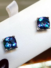 Load image into Gallery viewer, Mystic Topaz Checkerboard Cut Stud Earrings - Sterling Silver