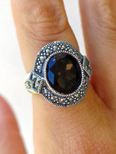 Load image into Gallery viewer, Smokey Topaz &amp; Marcasite Ring - Sterling Silver