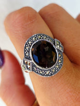 Load image into Gallery viewer, Smokey Topaz &amp; Marcasite Ring - Sterling Silver