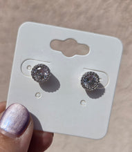 Load image into Gallery viewer, Clear CZ with Halo Stud Earrings - Sterling Silver
