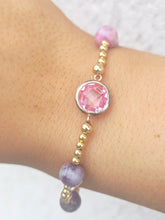 Load image into Gallery viewer, Cherry Sakura Pink and Gold Beaded Bracelet