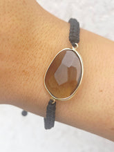 Load image into Gallery viewer, Smokey Gray Crystal on Black Macrame Bracelet