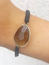 Load image into Gallery viewer, Smokey Gray Crystal on Black Macrame Bracelet