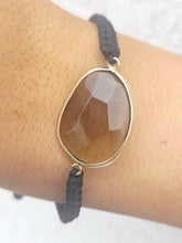 Load image into Gallery viewer, Smokey Gray Crystal on Black Macrame Bracelet
