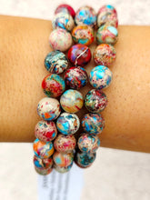 Load image into Gallery viewer, Red/Turquoise Sea Sediment Jasper Beaded Bracelet - Elena Michele