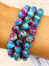Load image into Gallery viewer, Purple/Turquoise Sea Sediment Jasper Beaded Bracelet - Elena Michele