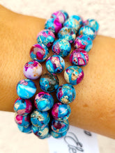 Load image into Gallery viewer, Purple/Turquoise Sea Sediment Jasper Beaded Bracelet - Elena Michele