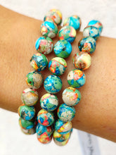 Load image into Gallery viewer, Orange/Turquoise Sea Sediment Jasper Beaded Bracelet - Elena Michele