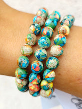 Load image into Gallery viewer, Orange/Turquoise Sea Sediment Jasper Beaded Bracelet - Elena Michele