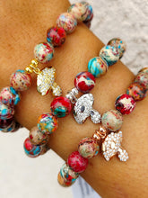 Load image into Gallery viewer, Mushroom Charm on Red/Turquoise Beaded Bracelet - Elena Michele