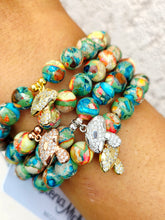 Load image into Gallery viewer, Mushroom Charm on Orange/Turquoise Beaded Bracelet - Elena Michele