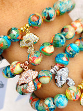 Load image into Gallery viewer, Mushroom Charm on Orange/Turquoise Beaded Bracelet - Elena Michele