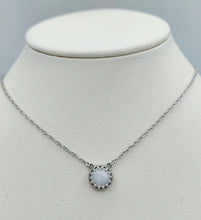 Load image into Gallery viewer, Opal Solitaire Pendant on White Gold Chain - 14K