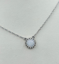 Load image into Gallery viewer, Opal Solitaire Pendant on White Gold Chain - 14K