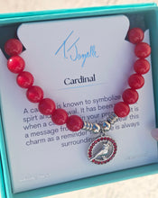 Load image into Gallery viewer, Red CZ Cardinal Charm on Red Agate Bracelet - TJazelle Holiday Limited Edition