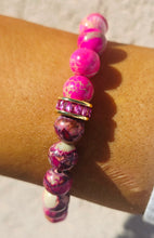 Load image into Gallery viewer, Bellissima Breast Cancer Awareness Crystal Rondelle Gemstone Bracelet
