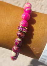 Load image into Gallery viewer, Bellissima Breast Cancer Awareness Crystal Rondelle Gemstone Bracelet