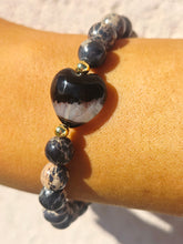 Load image into Gallery viewer, Brown Jasper Worry Stone Heart Bracelet