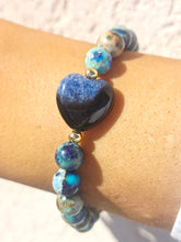 Load image into Gallery viewer, Blue Jasper Worry Stone Heart Bracelet