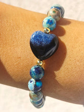 Load image into Gallery viewer, Blue Jasper Worry Stone Heart Bracelet