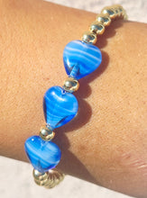 Load image into Gallery viewer, Blue Triple Mini Heart Worry Stone Bracelet