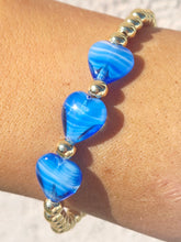 Load image into Gallery viewer, Blue Triple Mini Heart Worry Stone Bracelet