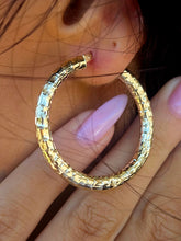 Load image into Gallery viewer, Diamond Cut Gold Hoops 1 1/2 Inch - 14k Yellow Gold