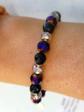 Load image into Gallery viewer, Purple Black and Rose Gold Crystal Beaded Bracelet - Elena Michele